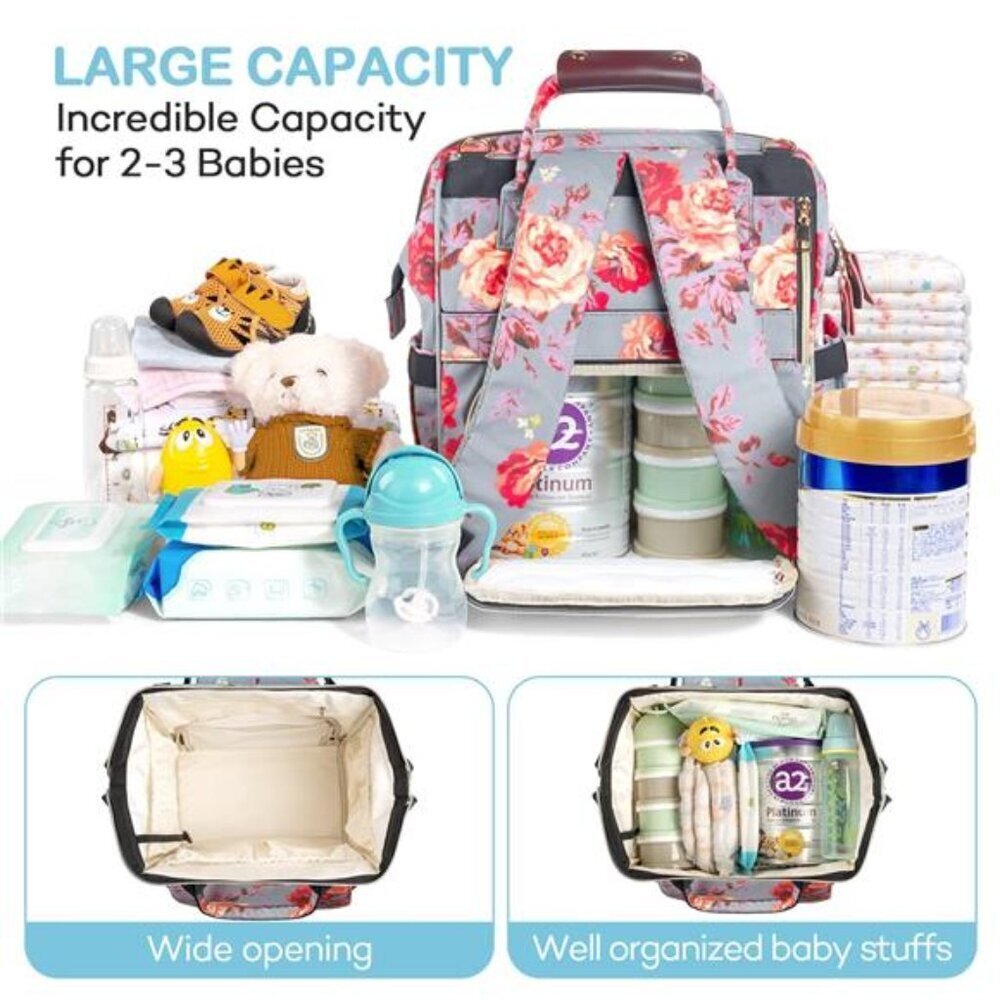 Large Capacity Diaper Bag Backpack Waterproof Multi-Pocket - Picture 5 of 7